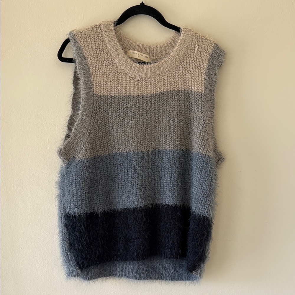 Striped Sleeveless Knit Sweater